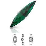 Preciosa® Slim Navette MAXIMA - 15x4mm Emerald