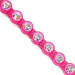 VALUE BRIGHT™ Plastic Rhinestone Banding 1 Row PP26 (SS13) Crystal AB - Fluorecent Pink