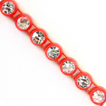 VALUE BRIGHT™ Plastic Rhinestone Banding 1 Row PP26 (SS13) Crystal Clear - Fluorecent Orange