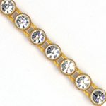 VALUE BRIGHT™ Plastic Rhinestone Banding 1 Row PP26 (SS13) Crystal Clear - Gold