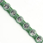 VALUE BRIGHT™ Plastic Rhinestone Banding 1 Row PP26 (SS13) Crystal Clear - Green