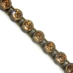 VALUE BRIGHT™ Plastic Rhinestone Banding 1 Row PP26 (SS13) Light Colorado Topaz - Antique Gold