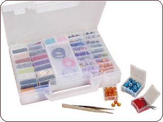 The Beadsmith Bead Organizer Carrying Case, 55 piece set, with removable  compartments in assorted sizes, a carrying case, plus a bead scoop and