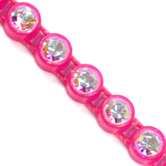 VALUE BRIGHT™ Plastic Rhinestone Banding 1 Row PP26 (SS13) Crystal AB - Fluorecent Pink