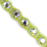 VALUE BRIGHT™ Plastic Rhinestone Banding 1 Row PP26 (SS13) Crystal AB - Fluorecent Yellow