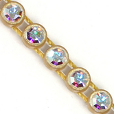 VALUE BRIGHT™ Plastic Rhinestone Banding 1 Row PP26 (SS13) Crystal AB - Gold