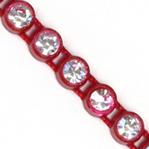 VALUE BRIGHT™ Plastic Rhinestone Banding 1 Row PP26 (SS13) Crystal Clear - Flame Red