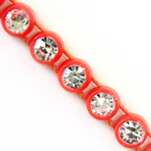 VALUE BRIGHT™ Plastic Rhinestone Banding 1 Row PP26 (SS13) Crystal Clear - Fluorecent Orange