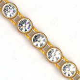 VALUE BRIGHT™ Plastic Rhinestone Banding 1 Row PP26 (SS13) Crystal Clear - Gold