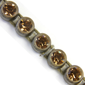 VALUE BRIGHT™ Plastic Rhinestone Banding 1 Row PP26 (SS13) Smoked Topaz - Antique Gold